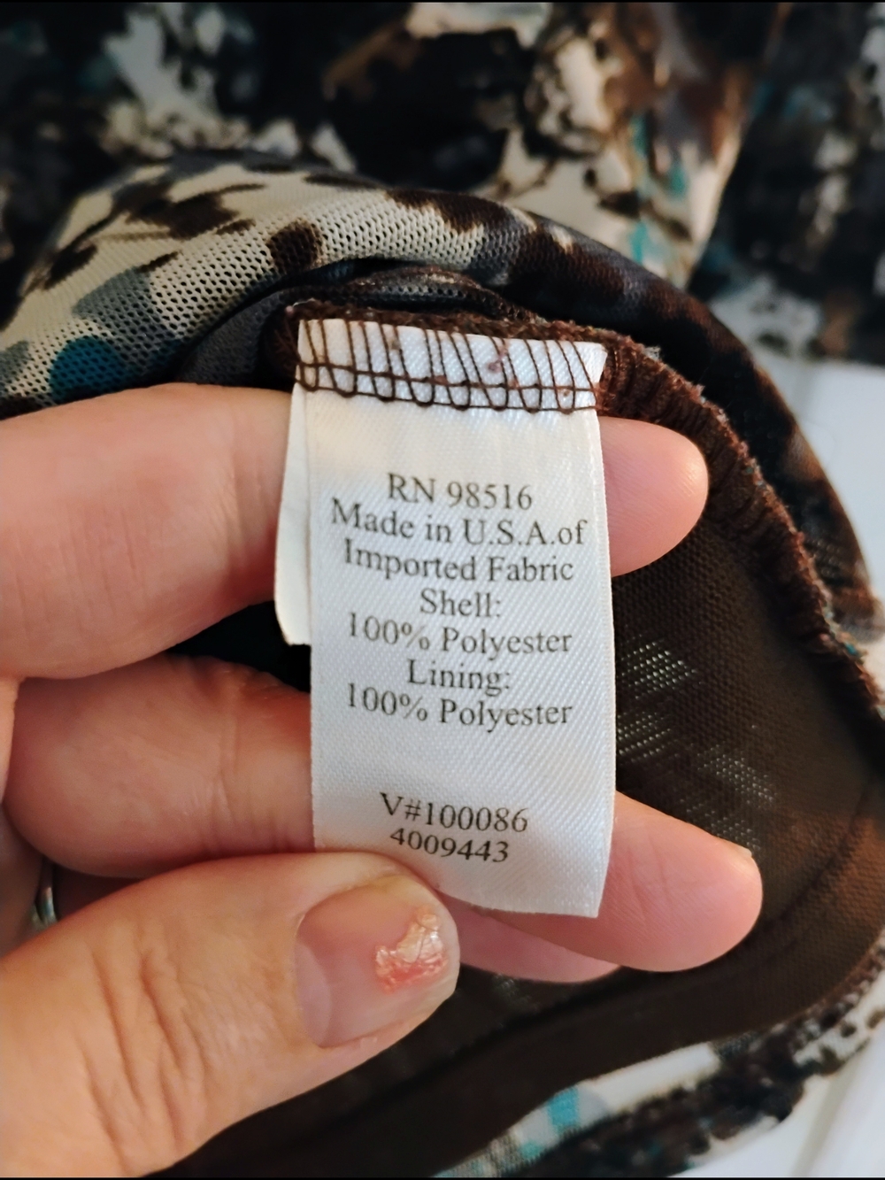 Coldwater Creek Teal Brown Cream Wrap-Style Blouse - Picture 6 of 10